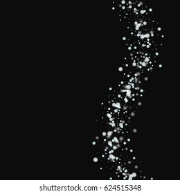 Beautiful falling snow. Right wave with beautiful falling snow on black background. Vector illustration.