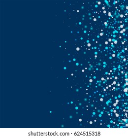 Beautiful falling snow. Scatter right gradient with beautiful falling snow on deep blue background. Vector illustration.
