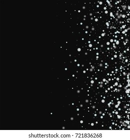 Beautiful falling snow. Scatter right gradient on black background. Elegant vector illustration.
