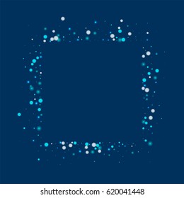 Beautiful falling snow. Square abstract mess on deep blue background. Vector illustration.