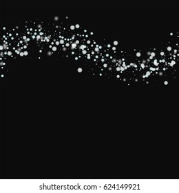 Beautiful falling snow. Top wave with beautiful falling snow on black background. Vector illustration.
