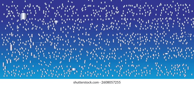Beautiful falling snowflakes wallpaper. Winter dust ice particles. Snowfall weather white teal blue background. Many snowflakes january theme. Snow hurricane scenery, Magic nature fantasy snowfall.
