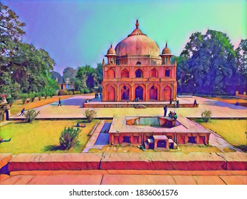 Beautiful and famous ancient architecture Khusro Bagh (garden). It is a mausoleum of Mughal Prince and Princess, in an exquisite large garden in typical Mughal style. 