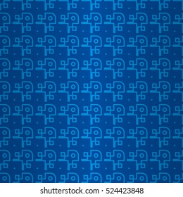 Beautiful fancy seamless pattern background in tribal style. Vivid, contrast design for game, fabric, textile or other purpose. Actual design. Simple tessellated repeatable backdrop.