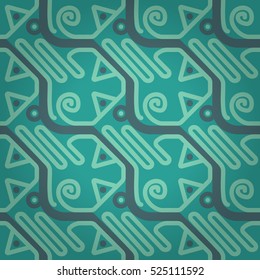 Beautiful fancy seamless pattern background in tribal style. Modern design. Plain tessellated repeatable backdrop. Colored, symmetrical design for web, wallpaper, textile or other purpose.