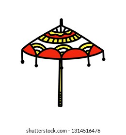 Beautiful fancy umbrella,Hand drawn,Vector,Illustration.