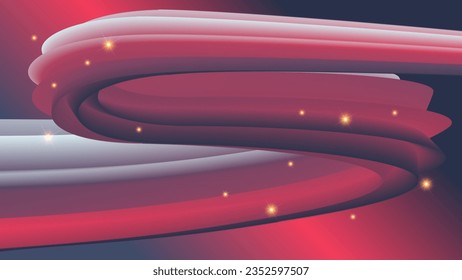 Beautiful fantasy background in crimson gray magenta tones. A wavy curved abstract shape among the lights against a background of mixing colors. Template for your projects. Vector.