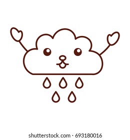 Beautiful fantasy cloud with rain drops kawaii character