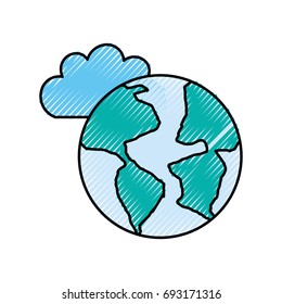 Beautiful fantasy cloud with world planet