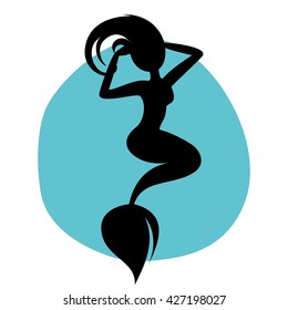 beautiful fantasy mermaids in elegant passionate poses in black silhouette