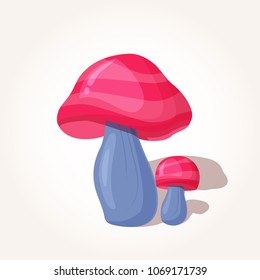 Beautiful fantasy mushroom. Magic unusual nature elements isolated on white background. Vector illustration for Mushrooms Collection.