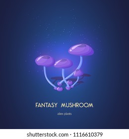 Beautiful fantasy mushroom. Magic unusual nature elements isolated on white background. Vector illustration for Mushrooms Collection.