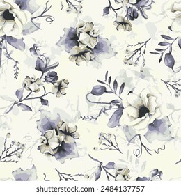 Beautiful fantasy vintage wallpaper botanical flower bunch,vintage motif for floral print digital background