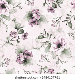 Beautiful fantasy vintage wallpaper botanical flower bunch,vintage motif for floral print digital background