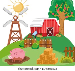 Beautiful farm cartoons