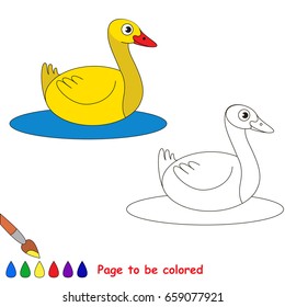 Beautiful Farm Duck to be colored, the coloring book for preschool kids with easy educational gaming level.