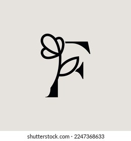 beautiful fashion beauty logo letter F