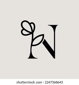 beautiful fashion beauty logo letter N