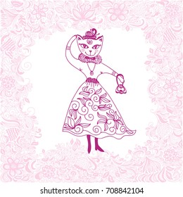 Beautiful fashion cat. Vector illustration.