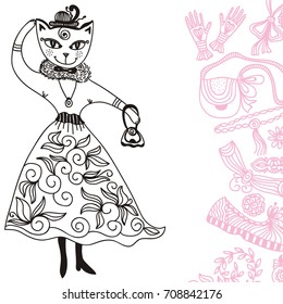 Beautiful fashion cat. Vector illustration.