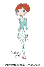 Beautiful fashion girl, model girl vector illustration, cute girl, fashion concept, woman posing
