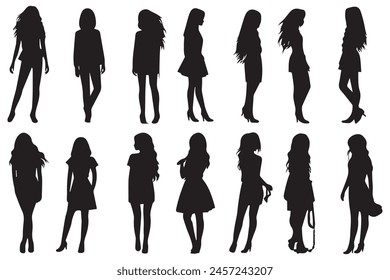 Beautiful fashion girl silhouette on a white background