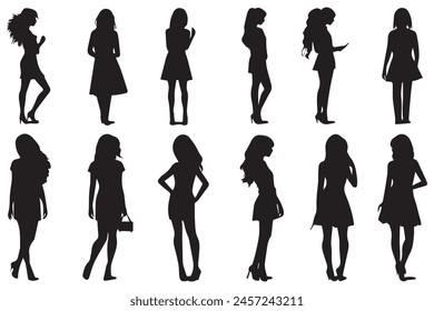 Beautiful fashion girl silhouette on a white background