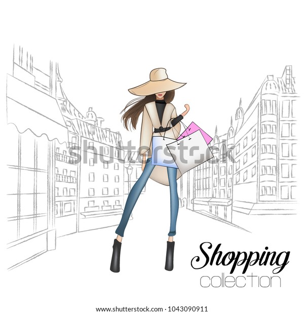 cute girl online shopping