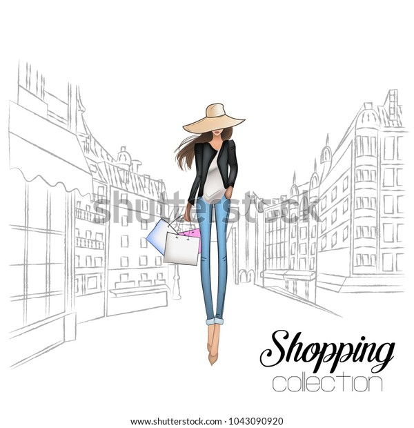 Beautiful Fashion Model Hat Stylish Cute Stock Vector (Royalty Free ...