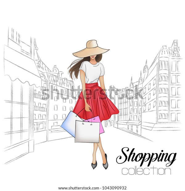 cute girl online shopping