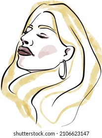 Beautiful fashion portrait vector woman, great design for any purposes. Beautiful women face vector illustration. Abstract art.