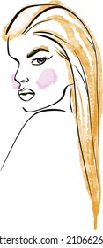 Beautiful fashion portrait vector woman, great design for any purposes. Beautiful women face vector illustration. Abstract art.