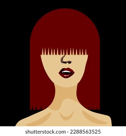 Beautiful fashion portrait of Woman with hairstyle  isolated on black background. Female portraiture. Vector illustration. Beauty lady.