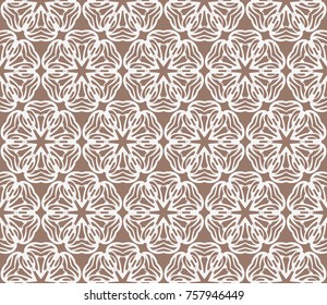 Beautiful fashion seamless pattern with geometric flower lace ornament. vector illustration