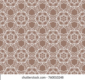 Beautiful fashion seamless pattern with geometric flower lace ornament. vector illustration