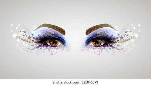 Beautiful fashion woman eyes forming by blots