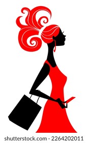 Beautiful fashion woman silhouette. Flat design