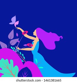Beautiful fashion women with abstract design elements