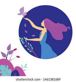 Beautiful fashion women with abstract design elements