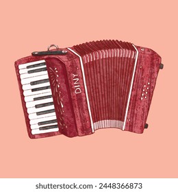 Beautiful fashionable and elegant red accordion