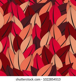 Beautiful fashionable seamless pattern of abstract colorful leaves in a trendy palette