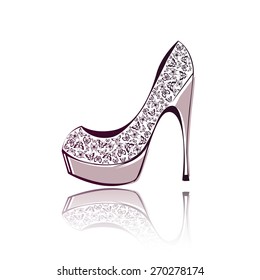Beautiful fashionable shoes. Female shoes, sketch for your design.