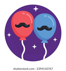 Beautiful father day balloons flat round icon download