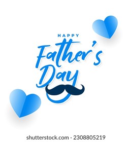 beautiful father's day celebration card with paper heart and mustache vector