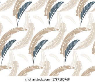 Hermoso patrón Feather diseño transparente vector de fondo 