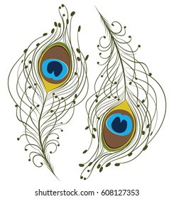 Peacock Feather Template Vector Stock Vector (Royalty Free) 143516017