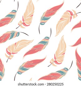 Beautiful feathers seamless background