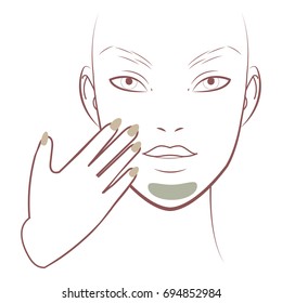 Beautiful female applying facemask