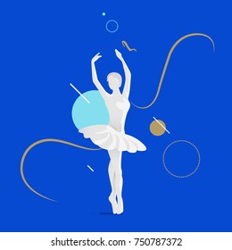 Beautiful female ballet dancer. Flat style vector illustration