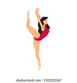 Beautiful Female Ballet Dancer Posing. Gorgeous Ballerina Dancing on a White Background Vector Flat Illustration